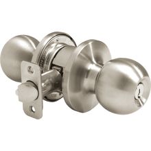 Single Cylinder Solid Brass Grade 2 Commercial Door Knob Set with Push Button from the Sierra Collection