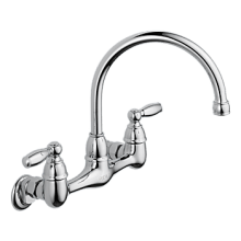 1.8 GPM Wall Mounted Kitchen Faucet with Double Ergonomic Blade Handles - Lifetime Limited Warranty