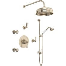 Georgian Thermostatic Shower System with Shower Head, Hand Shower, Slide Bar, Bodysprays, Shower Arm, Hose, and Valve Trim