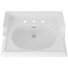 Victorian 25" Rectangular Vitreous China Console Bathroom Sink with Overflow and 3 Faucet Holes at 7-7/8" Centers