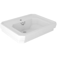 Deco 24-3/4" Rectangular Vitreous China Pedestal Bathroom Sink with Overflow and Single Faucet Hole