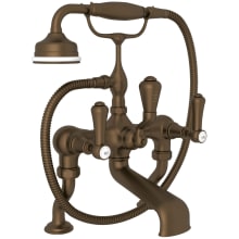 Georgian Era Deck Mounted Clawfoot Tub Filler with Built-In Diverter - Includes Hand Shower