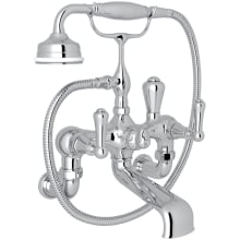 Georgian Era Wall Mounted Clawfoot Tub Filler with Built-In Diverter - Includes Hand Shower