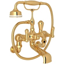 Georgian Era Wall Mounted Clawfoot Tub Filler with Built-In Diverter - Includes Hand Shower
