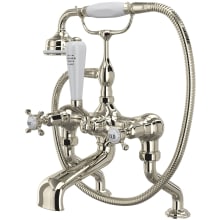 Edwardian Deck Mounted Clawfoot Tub Filler with Built-In Diverter - Includes Hand Shower