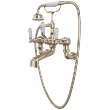 Edwardian Wall Mounted Clawfoot Tub Filler with Built-In Diverter - Includes Hand Shower