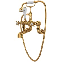 Edwardian Wall Mounted Clawfoot Tub Filler with Built-In Diverter - Includes Hand Shower