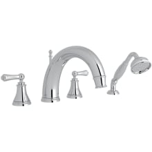 Georgian Era Deck Mounted Roman Tub Filler with Built-In Diverter - Includes Hand Shower