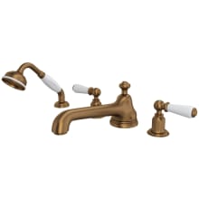 Edwardian Deck Mounted Roman Tub Filler with Built-In Diverter - Includes Hand Shower