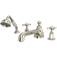 Edwardian Deck Mounted Roman Tub Filler with Built-In Diverter - Includes Hand Shower