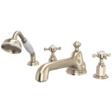 Edwardian Deck Mounted Roman Tub Filler with Built-In Diverter - Includes Hand Shower