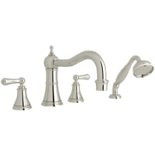 Georgian Era Deck Mounted Roman Tub Filler with Built-In Diverter - Includes Hand Shower