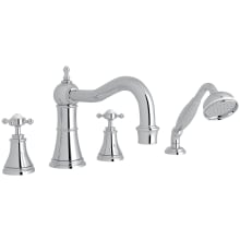 Georgian Era Deck Mounted Roman Tub Filler with Built-In Diverter - Includes Hand Shower