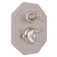 Edwardian Function Thermostatic Valve Trim Only with Double Cross Handle and Volume Control - Less Rough In