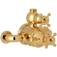 Georgian Era Two Function Thermostatic Valve Trim with Dual Cross Handles, Integrated Diverter, and Volume Control