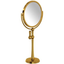 6-7/8" Circular Flat Brass Free Standing Make Up Mirror