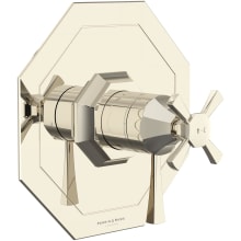 Deco Two Independent Function Thermostatic Valve Trim Only with Single Cross / Lever Handle, Integrated Diverter, and Volume Control - Less Rough In