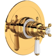 Edwardian Two Function Thermostatic Valve Trim Only with Single Cross / Lever Handle, Integrated Diverter, and Volume Control - Less Rough In