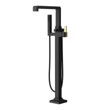 Verve Floor Mounted Tub Filler with Built-In Diverter and Hand Shower - Less Rough In and Handle