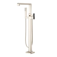 Verve Floor Mounted Tub Filler with Built-In Diverter and Hand Shower - Less Rough In and Handle