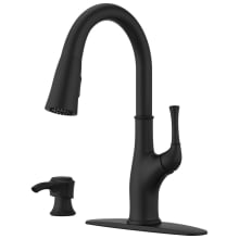 Alderwood 1.8 GPM Single Hole Pull Down Kitchen Faucet with HydroBlade and MagnePfit Technologies - Includes Escutcheon and SoloTilt Soap Dispenser