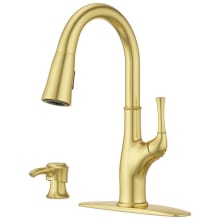 Alderwood 1.8 GPM Single Hole Pull Down Kitchen Faucet with HydroBlade and MagnePfit Technologies - Includes Escutcheon and SoloTilt Soap Dispenser