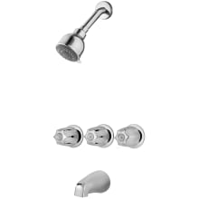 Tub and Shower Trim Package with Multi Function Shower Head and Metal Handles
