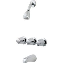 01 Series Triple Handle Tub and Shower Trim Kit with Metal Knob Handles, Tub Spout, Single Function Shower Head and Rough-In