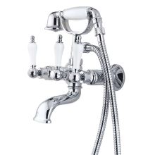 Savannah Double Handle Wall Mounted Clawfoot Tub Filler with Handshower