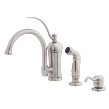 Amherst Lead Free Single Handle Kitchen Faucet with Metal Lever Handle, Side Spray, Soap Dispenser and Optional Escutcheon