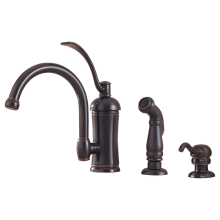 Amherst Lead Free Single Handle Kitchen Faucet with Metal Lever Handle, Side Spray, Soap Dispenser and Optional Escutcheon