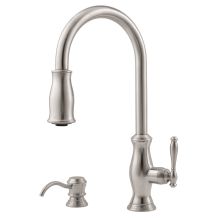 Hanover 1.75 GPM Single Hole Pull Down High Arc Kitchen Faucet with AccuDock Sprayhead, and Pfast Connect Technologies - Includes Soap Dispenser