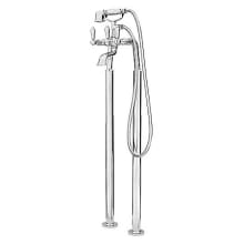 Freestanding Floor Mounted Tub Filler with Metal Lever Handles - Includes Personal Hand Shower