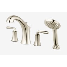 Iyla Deck Mounted Roman Tub Filler Trim with Metal Lever Handles and Built-In Diverter - Includes Personal Hand Shower