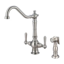 Americana 1.5 GPM Single Hole Kitchen Faucet with 8-11/16" Reach Swivel Spout, 5-5/8" Side Spray, and Lever Handles