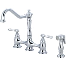 Americana 1.5 GPM Bridge Kitchen Faucet with 8-11/16" Reach Swivel Spout, 5-5/8" Brass Side Spray and Lever Handles