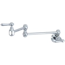 Americana Wall Mounted Dual Handle 21-7/8" Reach Pot Filler Faucet with Metal Handles