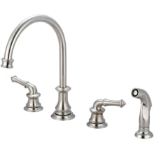 Del Mar 1.5 GPM Widespread Kitchen Faucet with 8-1/16" Reach Swivel Spout, 5-5/16" Side Spray, and Lever Handles