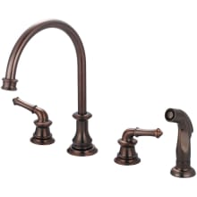 Del Mar 1.5 GPM Widespread Kitchen Faucet with 8-1/16" Reach Swivel Spout, 5-5/16" Side Spray, and Lever Handles