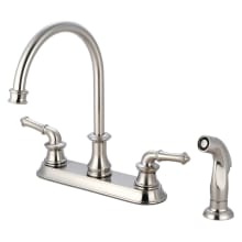 Del Mar 1.5 GPM Standard Kitchen Faucet with 8-1/16" Reach Gooseneck Swivel Spout, 5-5/16" Brass Side Spray, and Lever Handles