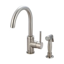 Motegi 1.5 GPM Single Hole Kitchen Faucet with 7-5/8" Reach Gooseneck Swivel Spout, 5-3/4" Side Spray, Lever Handle, and Flexible Connections