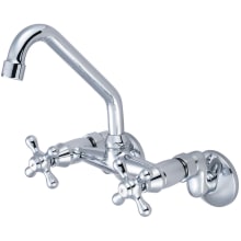 Premium 1.5 GPM Wall Mounted Kitchen Faucet with 9-1/4" Reach Hi-Tubular Spout, Cross Handles, and Eccentric Connections