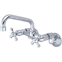 Premium 1.5 GPM Wall Mounted Kitchen Faucet with 10-1/2" Reach Tubular Spout, Cross Handles, and Eccentric Connections