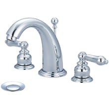 Brentwood 1.2 GPM Widespread Bathroom Faucet with Metal Lever Handles, Brass Pop-Up Drain, and Spout and Valve Escutcheons