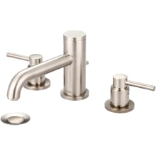 Motegi 1.2 GPM Widespread Bathroom Faucet with Bent Nose Spout, Brass Pop-Up Drain Assembly, and Spout and Valve Escutcheons