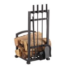 Harper Fireplace Log Holder and Toolset, 4-Pieces
