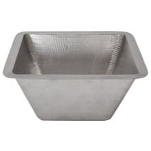 15" Undermount Square Single Basin Nickel Plated Copper Bar Sink with 2" Drain Opening