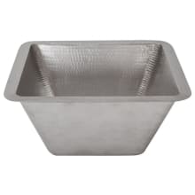15" Undermount Square Single Basin Nickel Plated Copper Bar Sink with 3.5" Drain Opening