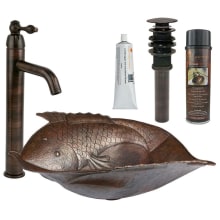 18" Copper Vessel Bathroom Sink with 1.2 GPM Deck Mounted Bathroom Faucet and Pop-Up Drain Assembly
