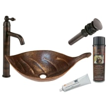 21-1/4" Copper Vessel Bathroom Sink with 1.2 GPM Deck Mounted Bathroom Faucet and Pop-Up Drain Assembly